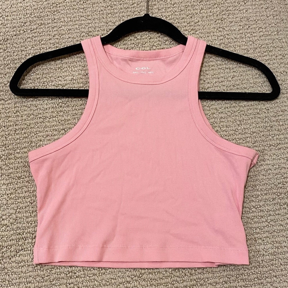 OGL size Large baby pink ribbed crop top great condition